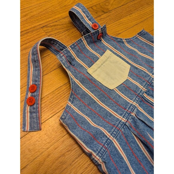 Vintage Healthtex Size 3T Striped Denim Overalls Romper 100% Cotton Made in USA - Picture 6 of 10